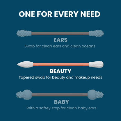 LastSwab® Reusable Cotton Swabs for Gentle and Eco-Friendly Beauty Routines - The Sustainable Alternative to Single-Use Q Tips - Zero Waste & Easy to Clean - Comes with a Convenient Travel Case Holder