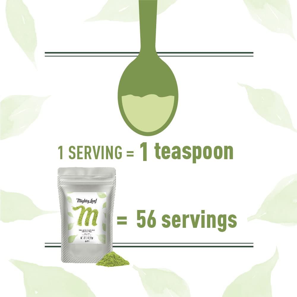 Mighty Leaf Organic Matcha Green Tea Powder, 100% Japanese Matcha, Unsweetened, 3 oz Bag