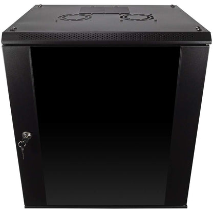 NavePoint 12U Server Rack Enclosure with Glass Door, Cooling Fan, Locks, & Removable Side Panels - 12U Wall Mount Network Cabinet 19 Inch Rack 17.7" Deep (450mm)