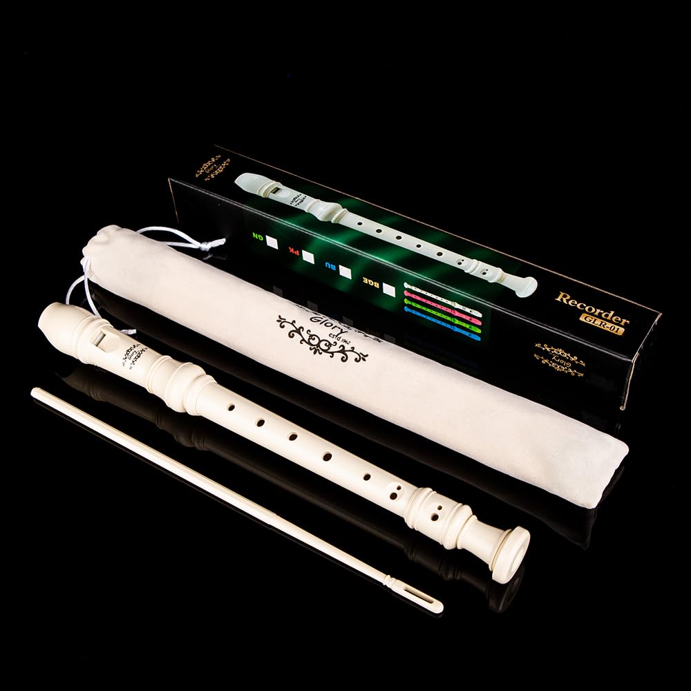 Glory Soprano Recorder Instrument for Beginner, German Fingering C Key Recorder Instrument,Beige