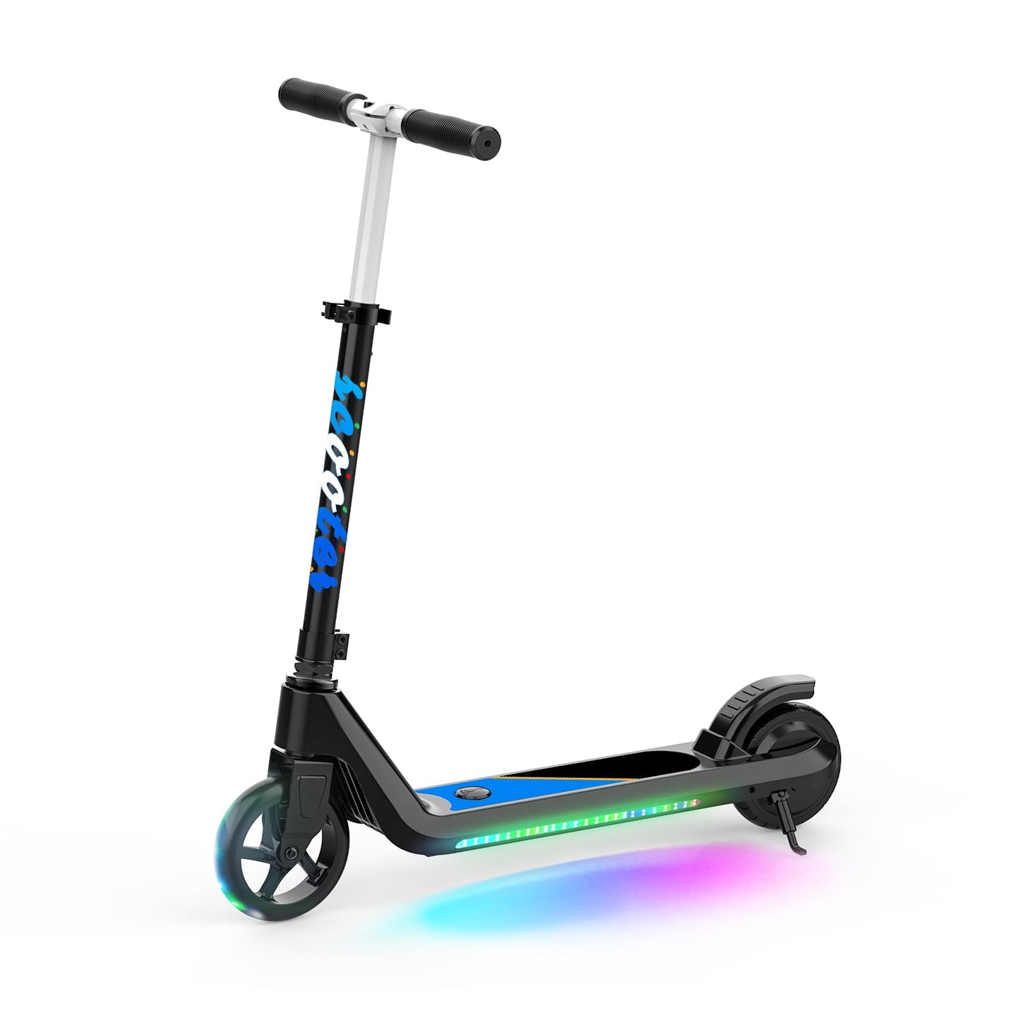 LINGTENG Electric Scooter for Kids Age of 6-9, Kick-Start Boost Scooter with Adjustable Speed and Height, Flash Wheel & Deck Lights