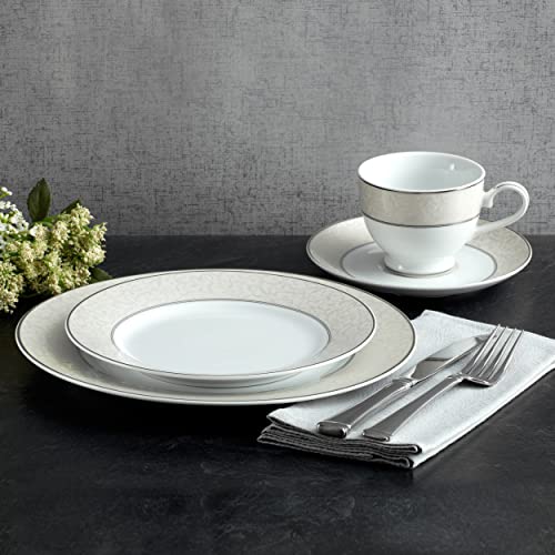 Mikasa Parchment 40-Piece Dinnerware Set, Service for 8, Durable Porcelain Plates, Bowls, and Mugs with Contemporary Design, Dishwasher Safe