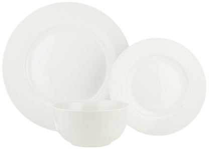 Amazon Basics Kitchen Dinnerware Set, Microwave and Dishwasher Safe, Plates, Bowls, Service for 6, 18-Piece, White