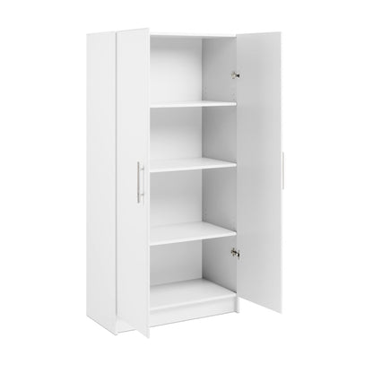 Prepac Elite Tall Garage Storage Cabinet & Pantry Storage Cupboard, 2-Door Freestanding Bathroom or Pantry Cabinet with Adjustable Shelves, 16" D x 32" W x 65" H, White