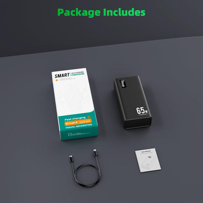 Power Bank Fast Charging 50000mAh, 65W Laptop Portable Charger USB C Compatible with MacBook Dell, PD External Battery Bank Compatible with iPhone 14/13, Cell Phone, Tablet, 3 Output &1 Input(Black)