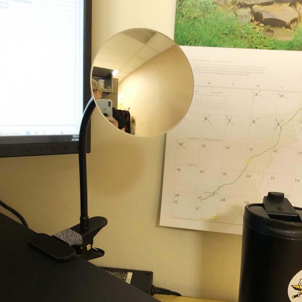 Ampper Clip On Security Mirror, Convex Cubicle Mirror for Personal Safety and Security Desk Rear View Monitors or Anywhere (3.35", Round)