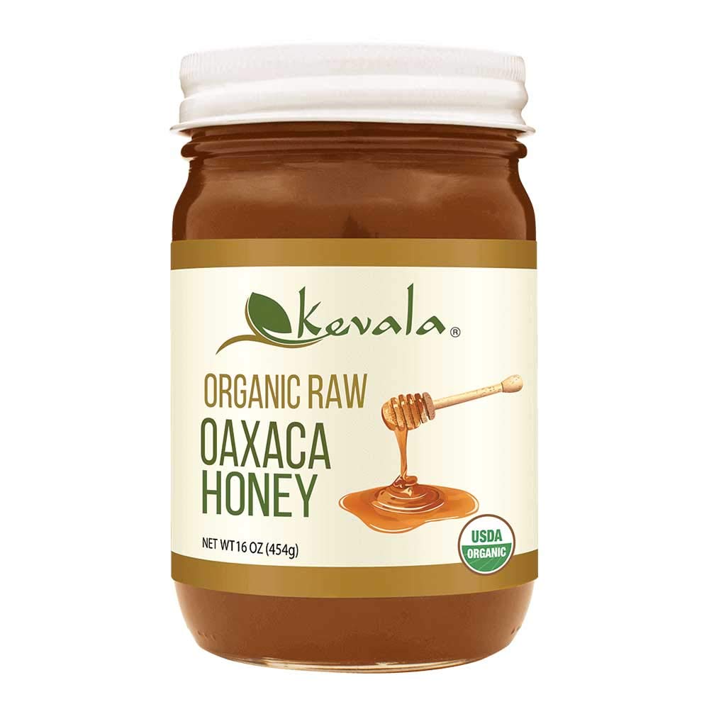Kevala Organic Raw Oaxaca Honey - 16 oz - 454g – Unfiltered Raw - Pure Honey for Tea – Gluten Free – Liquid Sweetener