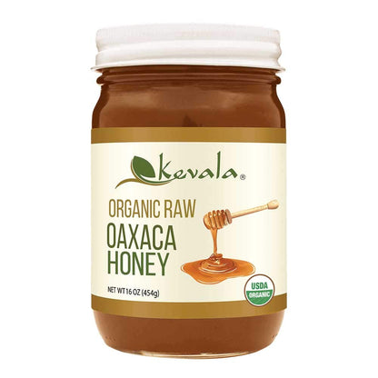 Kevala Organic Raw Oaxaca Honey - 16 oz - 454g – Unfiltered Raw - Pure Honey for Tea – Gluten Free – Liquid Sweetener