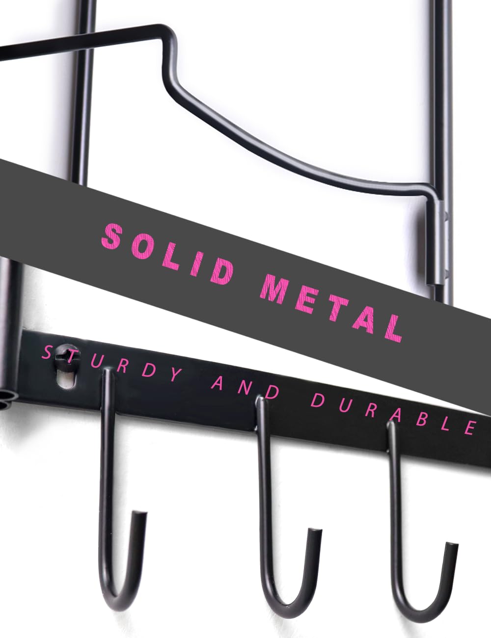 MRZZATA 5-Tiers Yoga Mat Holder Wall Mount, Metal Storage Rack for Mats/Wheels, Foam Roller and Block, Wall Rack with 3-Hooks for Hanging Stretching Strap, Resistance Bands, Yoga Accessories