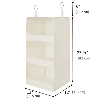 GRANNY SAYS 3-Shelf Hanging Organizer, Foldable Hanging Closet Storage, Hanging Shelves for Wardrobes & RV Closet, Beige, 29 ½" H X 12" W X 12" D, 1-Pack