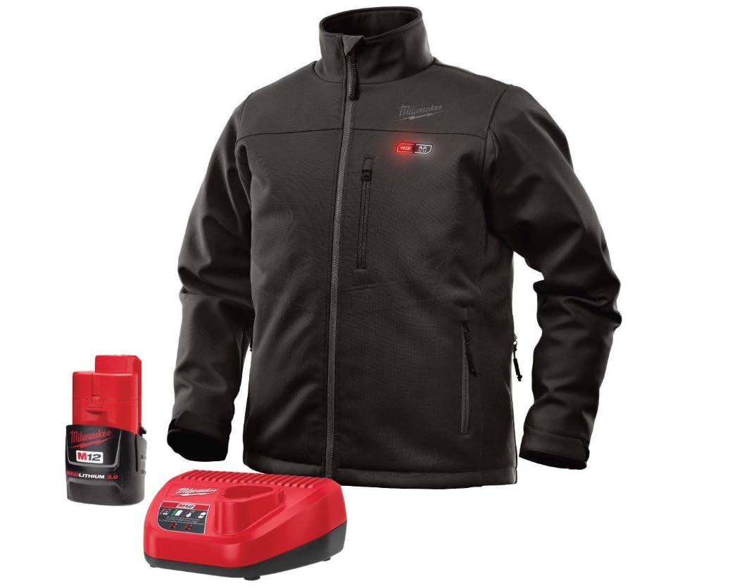 Milwaukee Jacket KIT M12 12V Lithium-Ion Heated Front and Back Heat Zones - Battery and Charger Included (3X-Large, Black)
