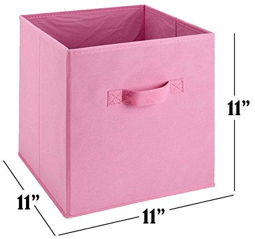 Handy Laundry 6-Pack Foldable Cube Storage Bins – Decorative Collapsible Organizer for Shelves, Closets, Underbed, Clothes, or Kids’ Toys (Pink)