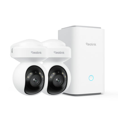 REOLINK Outdoor Security Camera System, 5MP PTZ WiFi Cameras with Auto Tracking, Plug-in Power, microSD Card Included, Supports Max.512GB×2 Storage, 24/7 Offline Recording, Home Hub with 2x E1 Outdoor