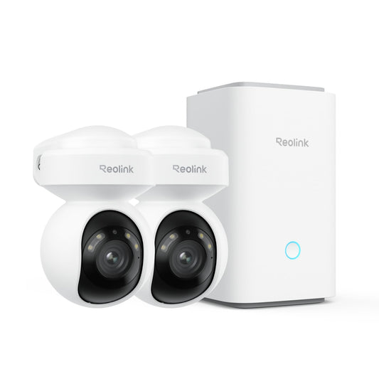 REOLINK Outdoor Security Camera System, 5MP PTZ WiFi Cameras with Auto Tracking, Plug-in Power, microSD Card Included, Supports Max.512GB×2 Storage, 24/7 Offline Recording, Home Hub with 2x E1 Outdoor