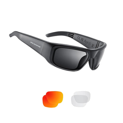 OhO Smart Glasses,Polarized Sunglasses with Bluetooth Speaker,Athletic/Outdoor UV Protection and Voice Control,Unisex