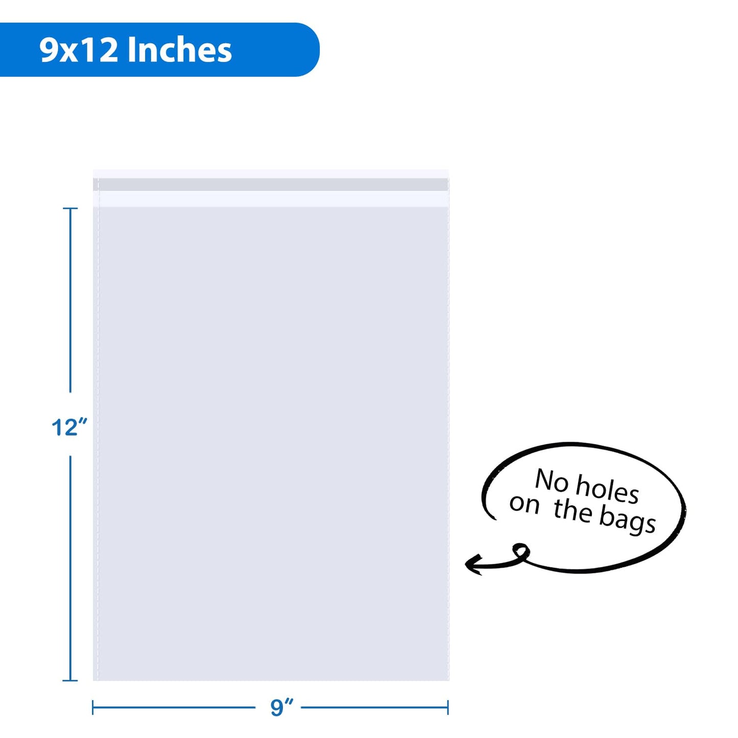 PigPotParty 9"x12" Self-Sealing Clear Cellophane T-Shirt Bags with Adhesive, 100 Pack Plastic Cello Packaging for Clothes, Gifts, Magazines, A4, Envelope, Letter & Small Business Use