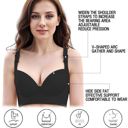 OLikeFit Women Filifit Sculpting Uplift Bra Fashion Deep Cup Bra Hide Back Fat Full Back Coverage Bra with Shapewear Incorporated, Black, 48D