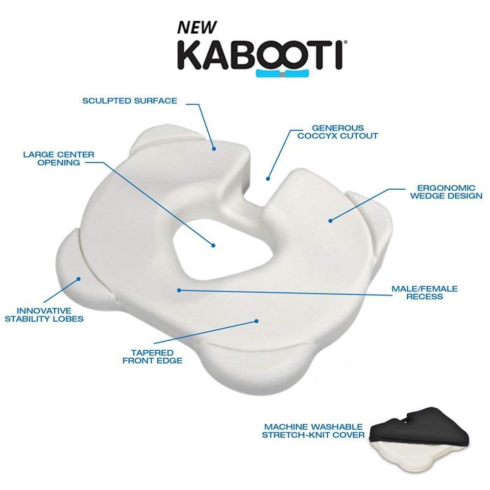 Kabooti Donut Seat Cushion, 3-in-1 Design with Center Cutout for Tailbone Pain, Sciatica and Hemorrhoids