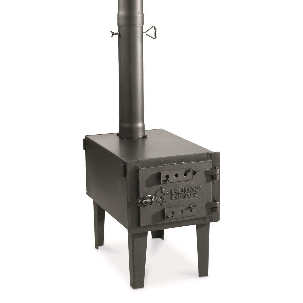 Guide Gear Outdoor Wood Burning Stove; Portable with Chimney Pipe for Cooking and Camping