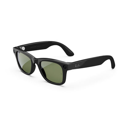 Meta Wayfarer Square Sunglasses, Shiny Black / G15 Green, Regular