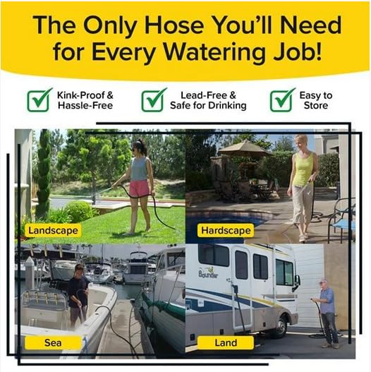 Pocket Hose Silver Bullet 100 ft Turbo Shot Nozzle Multiple Spray Patterns Expandable Garden Hose 3/4 in Solid Aluminum Fittings Lead-Free Lightweight and No-Kink, Black