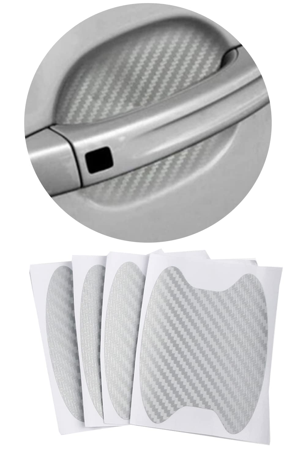Pincuttee Car Door Handle Scratch Protector 4 Pack, Universal Fit Protective Films, Stickers and Decals Accessories (Gray-2)