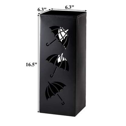 Okllen Metal Umbrella Holder, Square Umbrella Stand Rack for Entryway, 6.3" x 6.3" x 16.5", Black