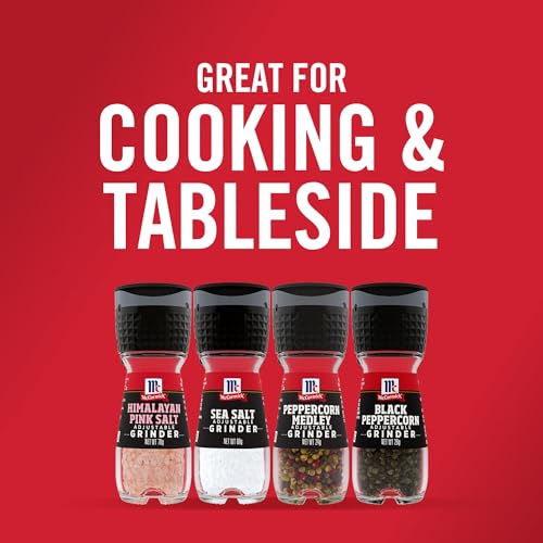 McCormick Salt & Pepper Grinder Variety Pack, Himalayan Pink Salt, Sea Salt, Black Peppercorn, and Peppercorn Medley, 6.47 oz