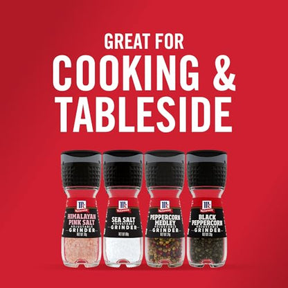 McCormick Salt & Pepper Grinder Variety Pack, Himalayan Pink Salt, Sea Salt, Black Peppercorn, and Peppercorn Medley, 6.47 oz