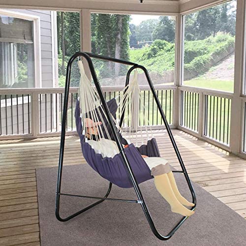 PIRNY Hammock Chair Stand,Include Large Hanging Indoor Swing,MAX Load 500 LBS, Heavy-Duty Steel Hammock Stand for Indoor Outdoor(Grey)