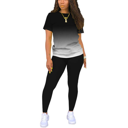 Nimsruc Two Piece Outfits For Women Sexy Sweatsuits Sets Summer Jogging Suit Matching Athletic Clothing Fashion Tracksuit Gradient Black XXL