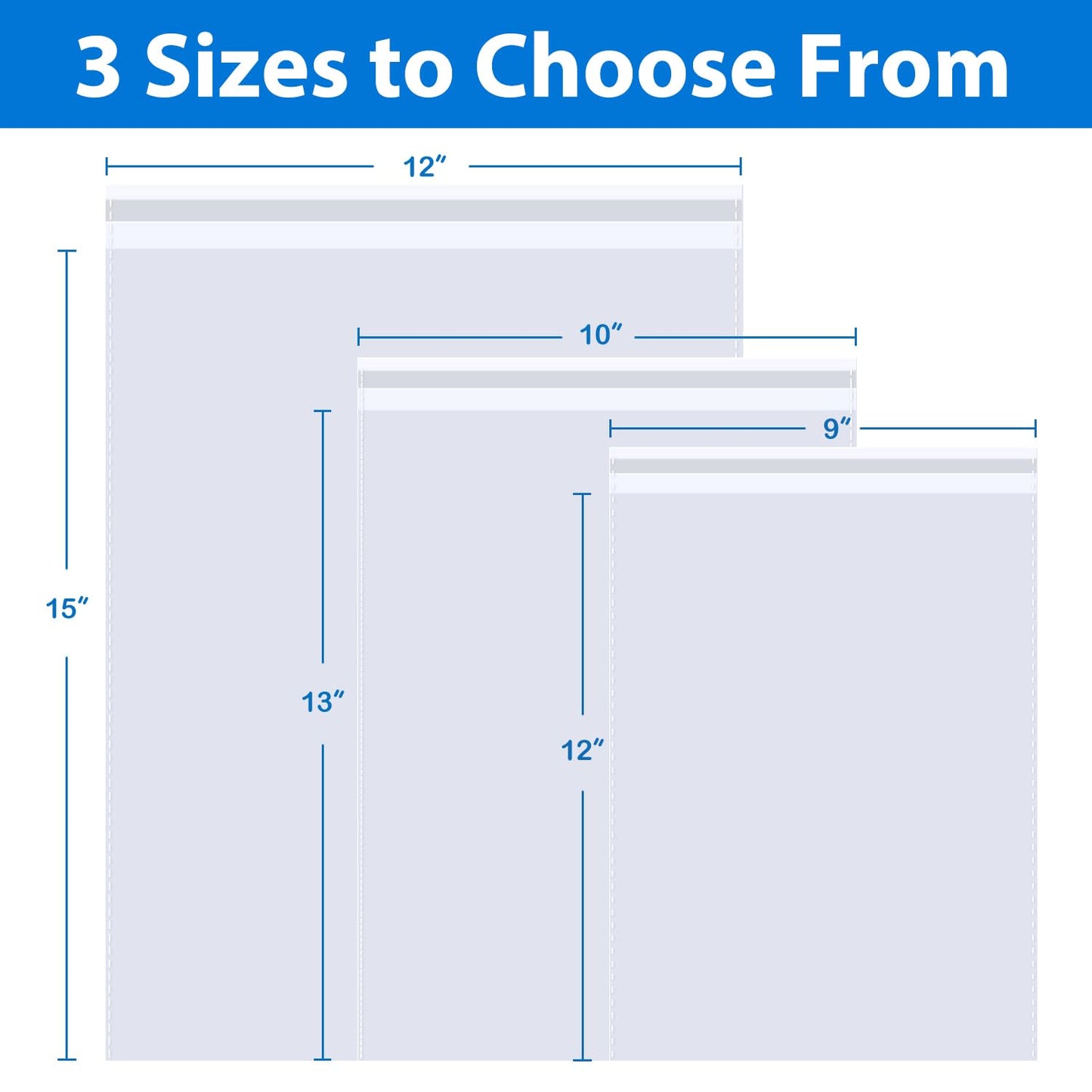 PigPotParty 9"x12" Self-Sealing Clear Cellophane T-Shirt Bags with Adhesive, 100 Pack Plastic Cello Packaging for Clothes, Gifts, Magazines, A4, Envelope, Letter & Small Business Use