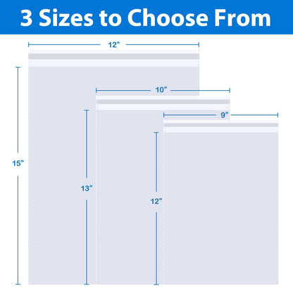 PigPotParty 9"x12" Self-Sealing Clear Cellophane T-Shirt Bags with Adhesive, 100 Pack Plastic Cello Packaging for Clothes, Gifts, Magazines, A4, Envelope, Letter & Small Business Use