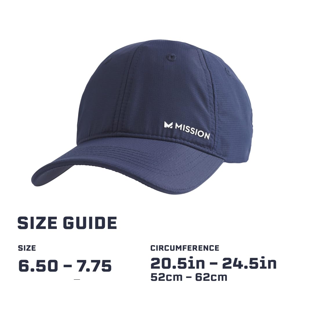 MISSION Cooling UPF Performance Hat - Unisex One Size Cap for Workouts, Golf & Running - Sweat & Water Activated Technology (Navy)