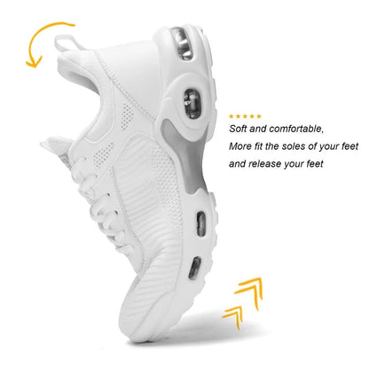 Kapsen Men's Air Running Shoes Lightweight Breathable Walking Shoes Non Slip Fashion Sneakers Mesh Workout Casual Sports Shoes White