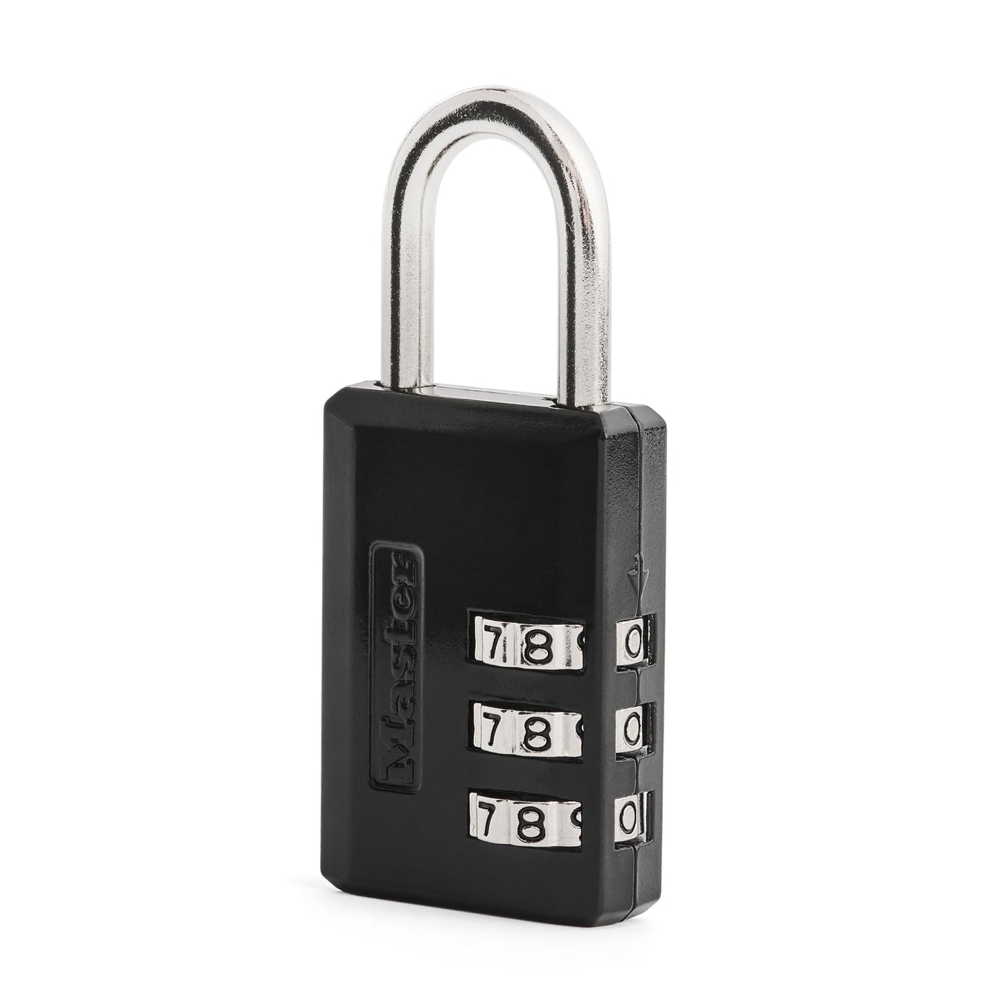 Master Lock Black Combination Padlock, Indoor Gym Locker Lock with Customizable 3-Digit Code for Luggage, Backpacks, Cabinets, 647D