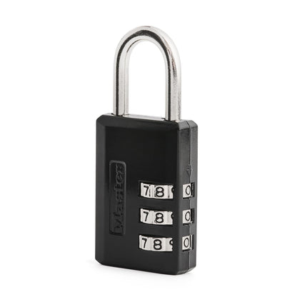 Master Lock Black Combination Padlock, Indoor Gym Locker Lock with Customizable 3-Digit Code for Luggage, Backpacks, Cabinets, 647D
