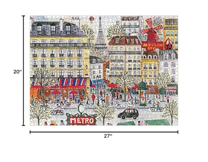 Galison Michael Storrings Paris Puzzle, 1,000 Pieces, 20”x27” – Fun and Challenging – Piece Together a Charming Paris Scene Complete with The Metro, Cafes, Shops, and The Iconic Eiffel Tower, 1000