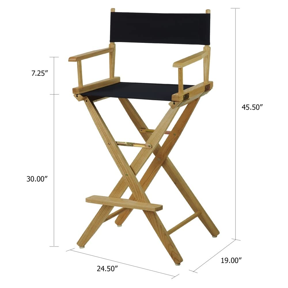 American Trails Extra-Wide Premium 30" Director's Chair Black Frame with Black Canvas, Bar Height