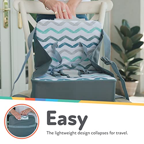 Nuby Easy Go Booster Seat - Travel Booster Seat for Babies and Toddlers - Holds Up to 35 Pounds - 9+ Months - Gray
