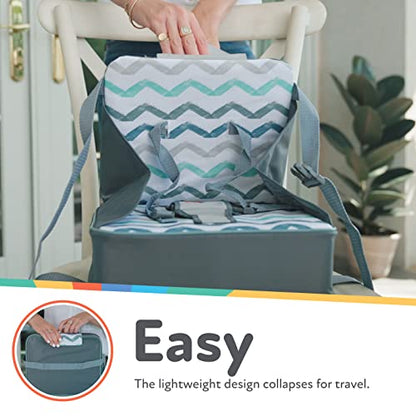 Nuby Easy Go Booster Seat - Travel Booster Seat for Babies and Toddlers - Holds Up to 35 Pounds - 9+ Months - Gray