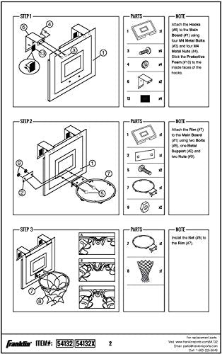 Franklin Sports 54132X Over The Door Mini Basketball Hoop - Slam Dunk Approved - Shatter Resistant - Accessories Included, 17.75" x 12"
