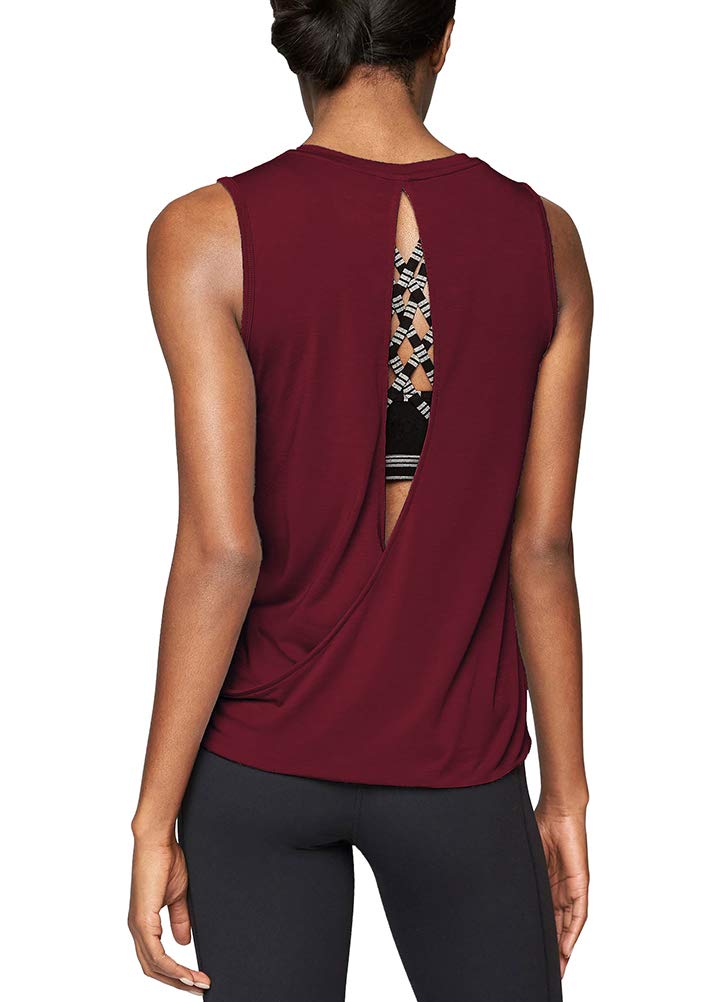 Mippo Workout Tops for Women Workout Tanks Backless Yoga Tops Muscle Exercise Athletic Tank Tops Loose Fit Summer Workout Gym Clothes for Women Wine Red S