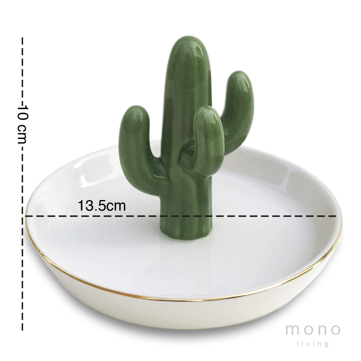 mono living Ceramic Cactus Ring Holder for Jewelry, Ring Dish, Trinket Tray, Cute Hippie Décor for Teen Girl Room, Christmas Thanksgiving Gift for Women