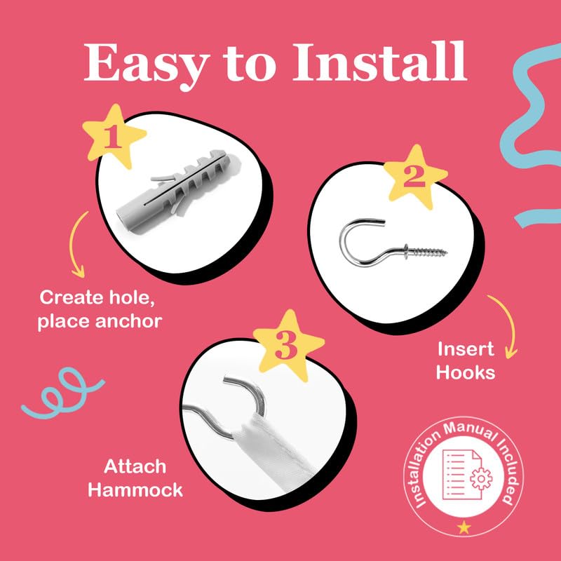 Lilly's Love Stuffed Animal Hammock, 2 Pack | Corner Hanging Organizer, Toy Storage, Stuffed Animal Storage | Easy to Hang Plushie Net w/Anchors & Hooks | Cute Room, Bedroom & Home Decor (White)