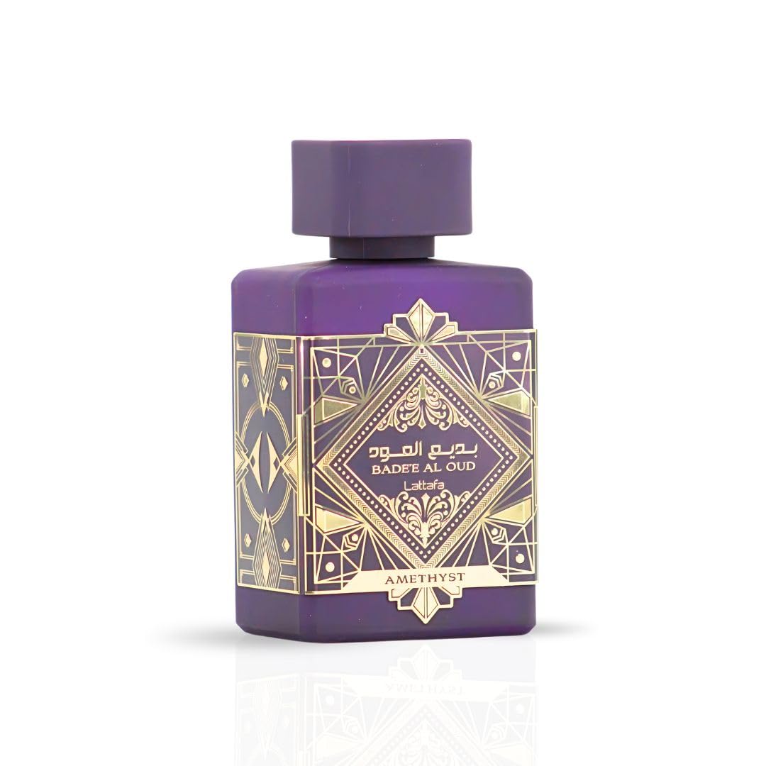 Lattafa Bade'e Al Oud Amethyst - Floral, Fruity, Amber, Oud - Eau de Parfum Long-Lasting Fragrance for Unisex, 3.40 Ounce / 100 ml