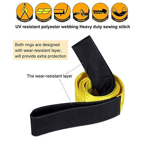 Lift Sling Straps, JCHL 6.5'X2 Heavy Duty Flat Eye Lift Sling 13,000 lbs Capacity Lifting Straps Nylon Tree Saver Recovery Strap Web Sling Winch Strap 2-Pack