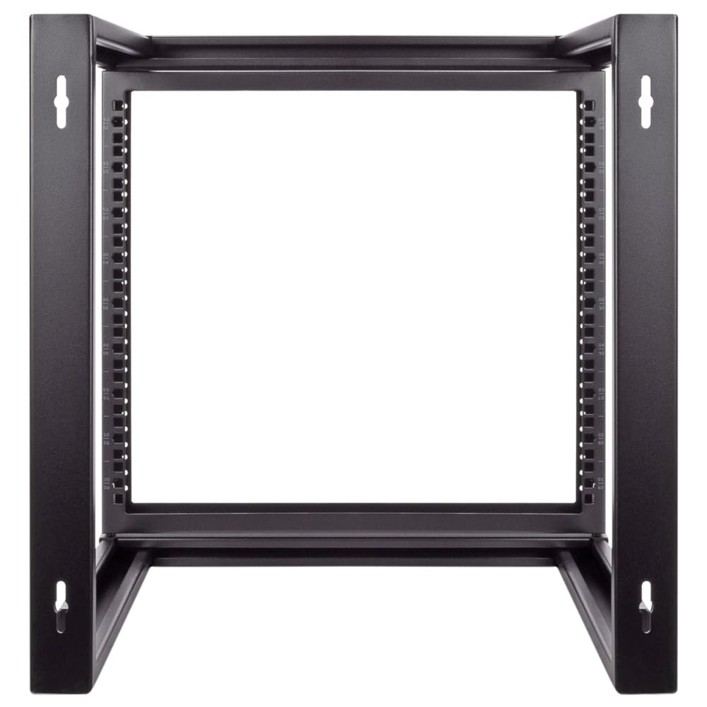 NavePoint 9U Open-Frame Server Rack for 19" IT Network Equipment & A/V Devices Free Standing or Wall Mount with 180 Degrees Gate Swing, Black