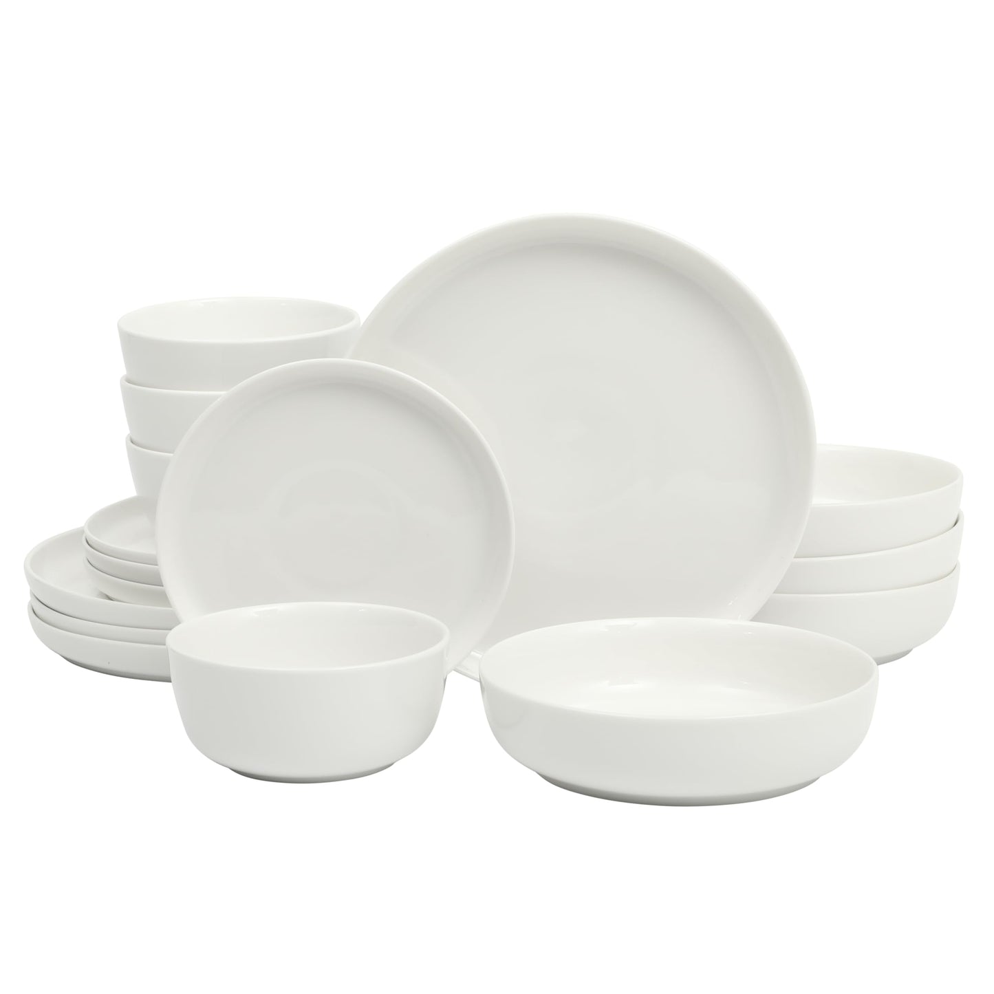 Gibson Home Oslo Porcelain Chip and Scratch Resistant Dinnerware Set, Service for 4 (16pcs), Ceramic Plates and Bowls Dishes Sets, White - Microwave and Dishwasher Safe