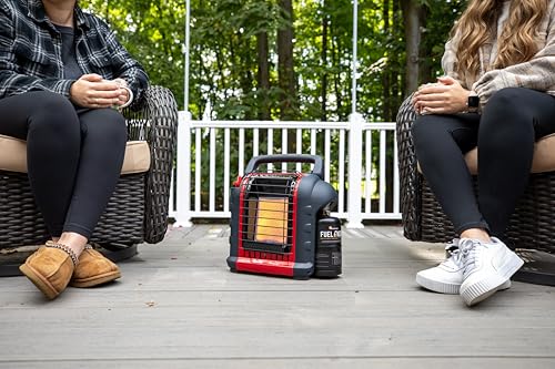Mr. Heater Portable Buddy Heater MH9BX 4,000-9,000 BTU Indoor-Safe Propane Radiant Heater For Campers, Workshops, Job Sites, Patios & More - Red, Black
